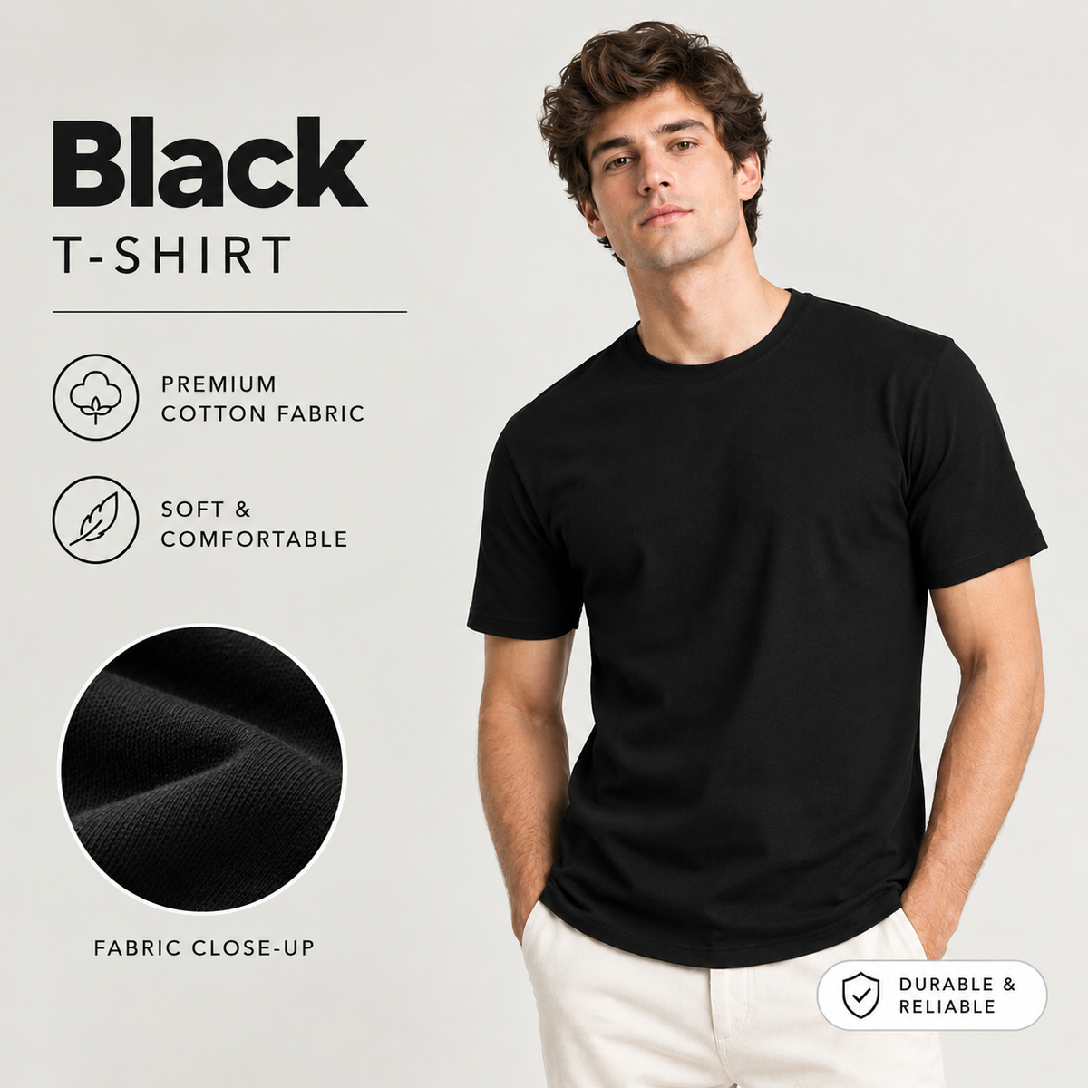 Classic Crew Neck Tee - Black
